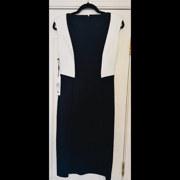 NWT!  Calvin Klein Women's Colorblocked Side-Slit Sheath Dress Size 4 - Picture 5 of 7